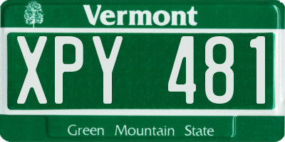 VT license plate XPY481