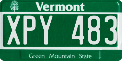 VT license plate XPY483