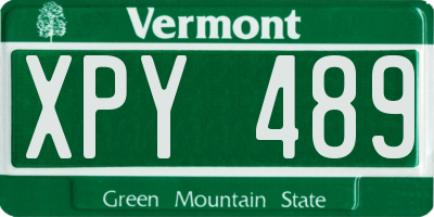 VT license plate XPY489
