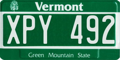 VT license plate XPY492