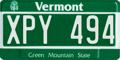 VT license plate XPY494