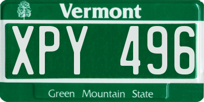 VT license plate XPY496