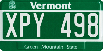 VT license plate XPY498