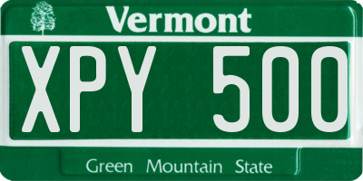 VT license plate XPY500