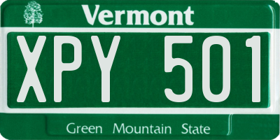 VT license plate XPY501