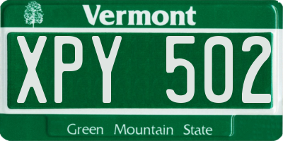 VT license plate XPY502