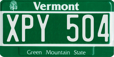 VT license plate XPY504