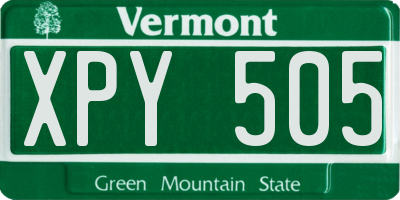 VT license plate XPY505