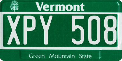 VT license plate XPY508