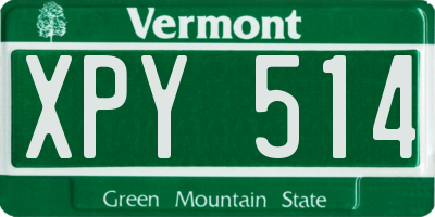 VT license plate XPY514