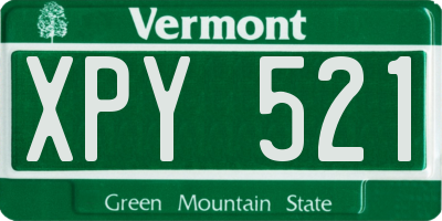 VT license plate XPY521