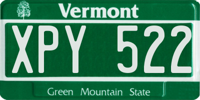 VT license plate XPY522