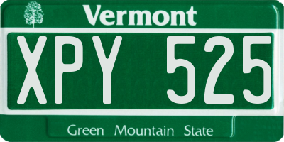 VT license plate XPY525