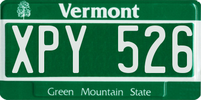 VT license plate XPY526