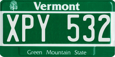 VT license plate XPY532