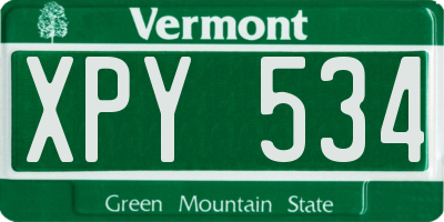 VT license plate XPY534