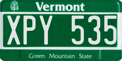 VT license plate XPY535
