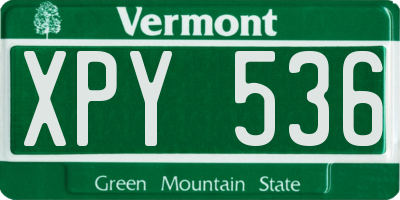 VT license plate XPY536