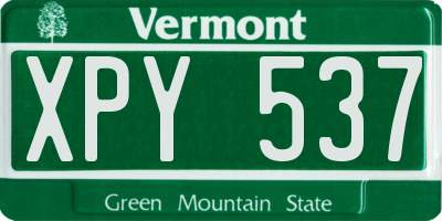 VT license plate XPY537