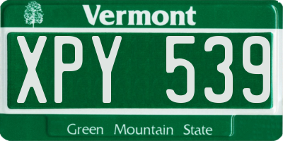 VT license plate XPY539