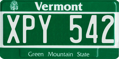 VT license plate XPY542