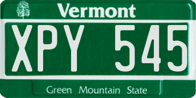 VT license plate XPY545