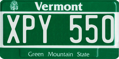 VT license plate XPY550