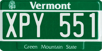VT license plate XPY551