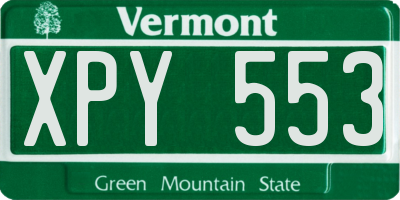 VT license plate XPY553