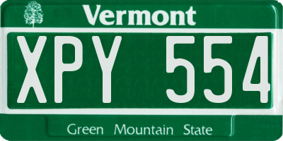 VT license plate XPY554