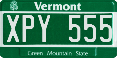 VT license plate XPY555