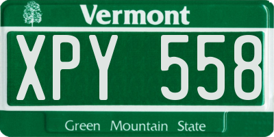 VT license plate XPY558