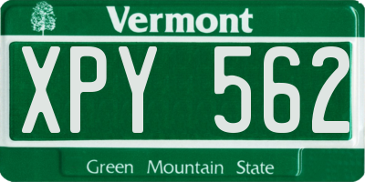 VT license plate XPY562