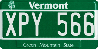 VT license plate XPY566