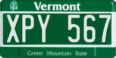 VT license plate XPY567