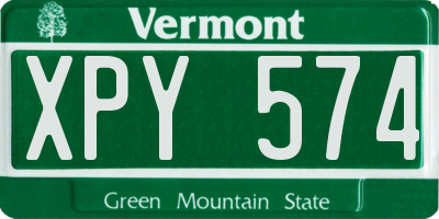 VT license plate XPY574