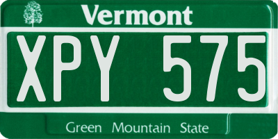 VT license plate XPY575