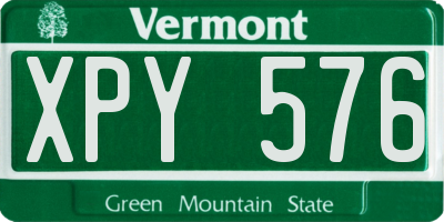 VT license plate XPY576