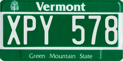 VT license plate XPY578