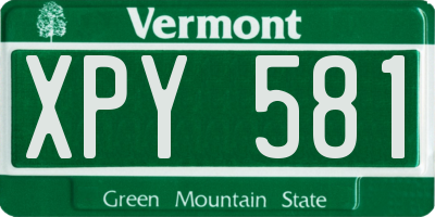VT license plate XPY581