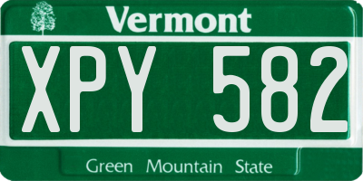 VT license plate XPY582