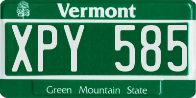 VT license plate XPY585