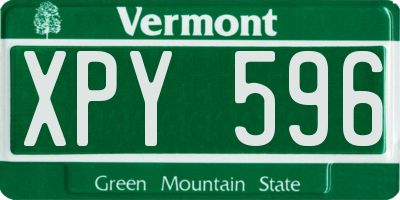 VT license plate XPY596