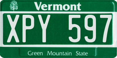 VT license plate XPY597