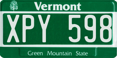 VT license plate XPY598