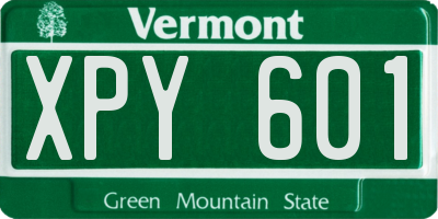 VT license plate XPY601