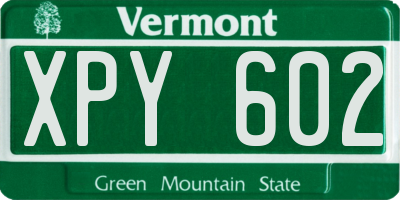 VT license plate XPY602