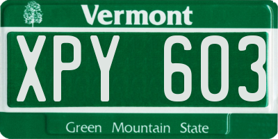 VT license plate XPY603