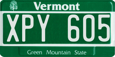 VT license plate XPY605