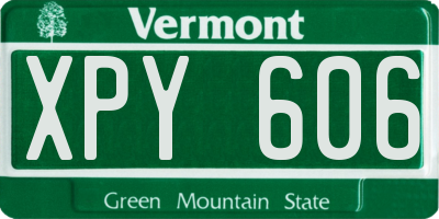 VT license plate XPY606